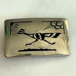 Chambers silver color metal RoadRunner belt buckle southwestern, maybe vintage